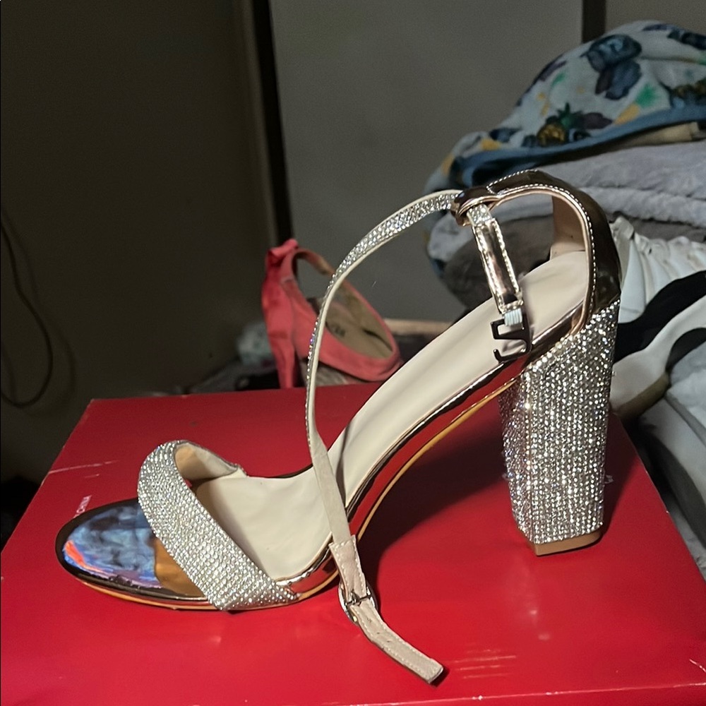 Elegant Silver Strappy Heels